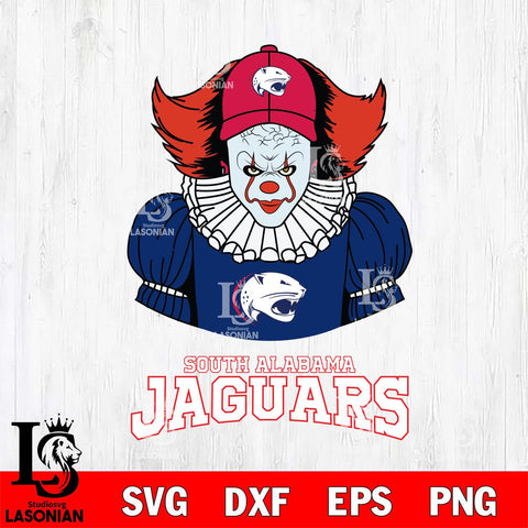 South Alabama Jaguars Pennywise Horror Sport 7 Svg Eps Dxf Png File, Digital Download