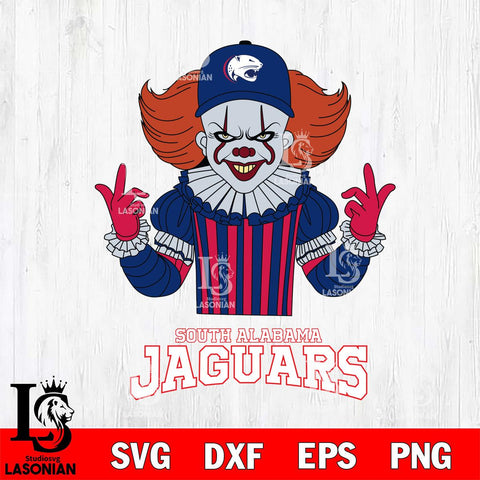 South Alabama Jaguars Pennywise Horror Sport 8 Svg Eps Dxf Png File, Digital Download