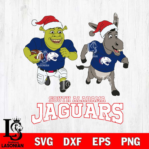 South Alabama Jaguars Shrek and Donkey Football Cricut,Christmas SVG DXF EPS PNG FILE, NCAA Digital Download,Instant Download, Silhouette