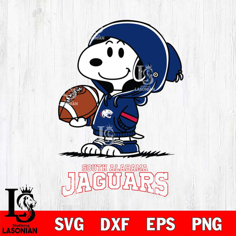 South Alabama Jaguars Snoopy Football Svg Eps Dxf Png File, NCAA svg , Digital Download , Instant Download, Cricut File