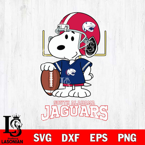 South Alabama Jaguars Snoopy Player Football SVG DXF EPS PNG FILE,Snoopy File Cut, NCAA Digital Download,Instant Download,Christmas Silhouette