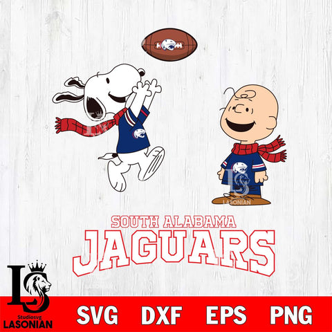 South Alabama Jaguars Snoopy & Charlie Brown Football Cricut,Christmas SVG DXF EPS PNG FILE, NCAA Digital Download,Instant Download, Silhouette