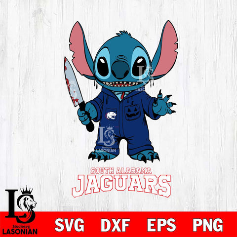 South Alabama Jaguars Stitch Horror 2 Svg Eps Dxf Png File, NCAA svg, Digital Download, Instant Download