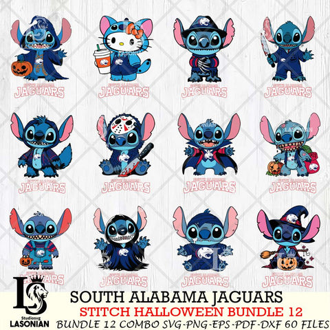 South Alabama Jaguars Stitch Horror Bundle 12 SVG Svg Eps Dxf Png File, NCAA svg, Digital Download, Instant Download