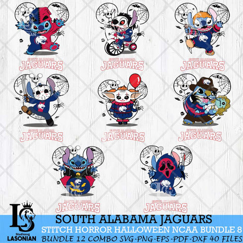 South Alabama Jaguars Stitch Horror Halloween Bundle NCAA Svg Eps Dxf Png File, Digital Download, Instant Download