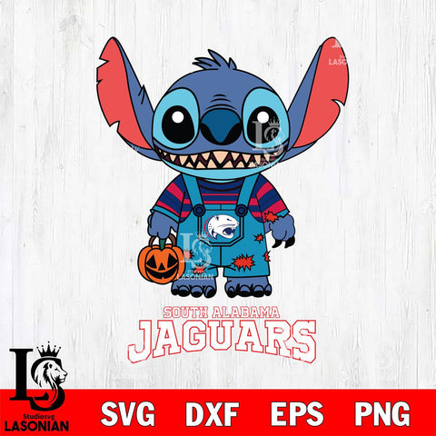 South Alabama Jaguars Stitch Horror Halloween Svg Eps Dxf Png File, NCAA svg, Digital Download, Instant Download