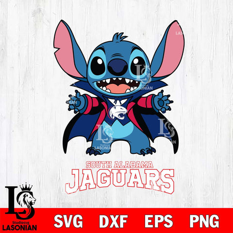 South Alabama Jaguars Stitch Vampire halloween Svg Eps Dxf Png File, NCAA svg, Digital Download, Instant Download