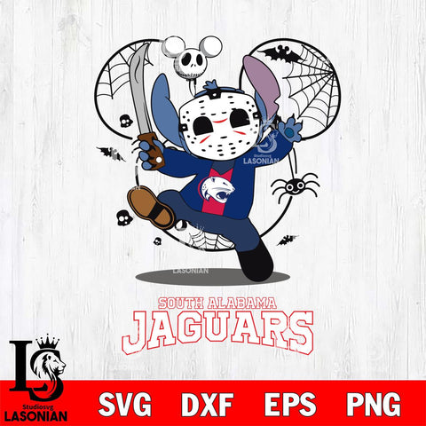 South Alabama Jaguars Stitch jason voorhees Halloween Svg Eps Dxf Png File, Digital Download, Instant Download