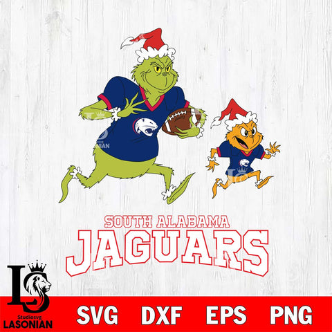 South Alabama Jaguars The Grinch & Max Football Cricut,Christmas SVG DXF EPS PNG FILE, NCAA Digital Download,Instant Download, Silhouette