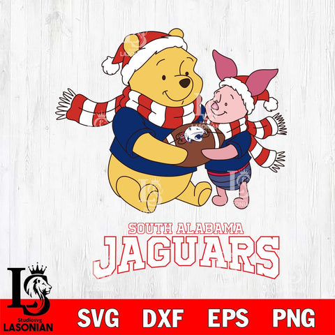 South Alabama Jaguars Winnie the Pooh & Piglet Football Cricut,Christmas SVG DXF EPS PNG FILE, NCAA Digital Download,Instant Download, Silhouette