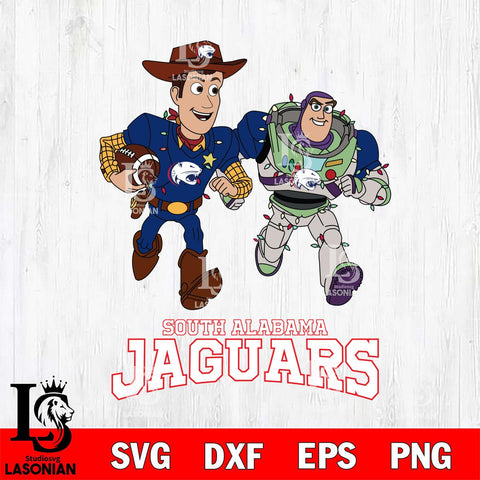 South Alabama Jaguars Woody & Buzz Lightyear Football Cricut,Christmas SVG DXF EPS PNG FILE, NCAA Digital Download,Instant Download, Silhouette