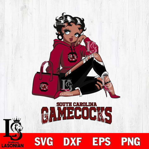 South Carolina Gamecocks Awesome Black Fan Girl Betty Boop, Svg Eps Dxf Png File, Digital Download