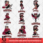 South Carolina Gamecocks Black Fan Girl Betty Boop Bundle 9, Svg Eps Dxf Png File, Digital Download