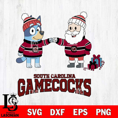 South Carolina Gamecocks Bluey With Satan Christmas File Cut, NCAA SVG DXF EPS PNG FILE, Digital Download,Instant Download, Silhouette