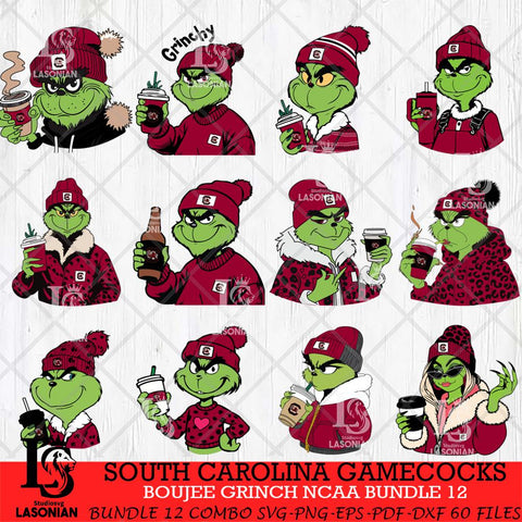 South Carolina Gamecocks Boujee Grinch NCAA Bundle 12 SVG Eps Dxf Png File, Digital Download, Instant Download