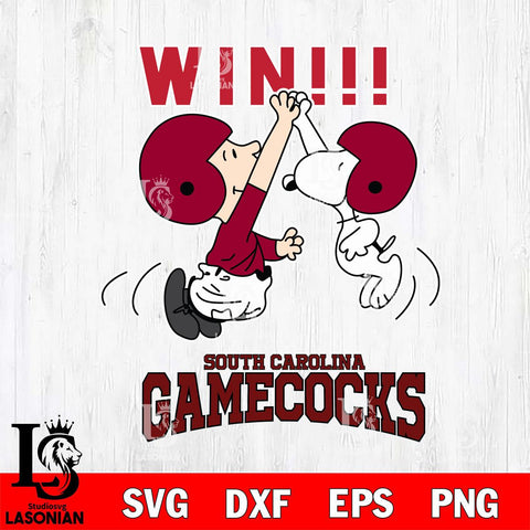 South Carolina Gamecocks Charlie Brown and Snoopy Win Svg Eps Dxf Png File, NCAA svg , Digital Download , Instant Download, Cricut File