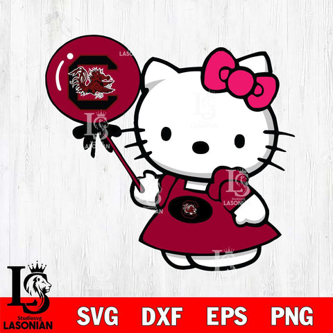 South Carolina Gamecocks Cute Hello Kitty 2 Svg Eps Dxf Png File, Digital Download, Instant Download