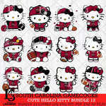 South Carolina Gamecocks Cute Hello Kitty Bundle 12 SVG Eps Dxf Png File, NCAA Bundle svg, Digital Download, Instant Download