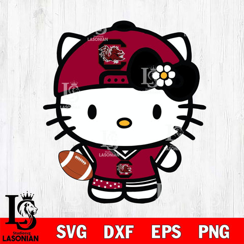 South Carolina Gamecocks Cute Hello Kitty Football 10 Svg Eps Dxf Png File, NCAA svg, Digital Download, Instant Download