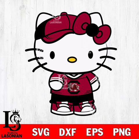 South Carolina Gamecocks Cute Hello Kitty Football 2 Svg Eps Dxf Png File, NCAA svg, Digital Download, Instant Download