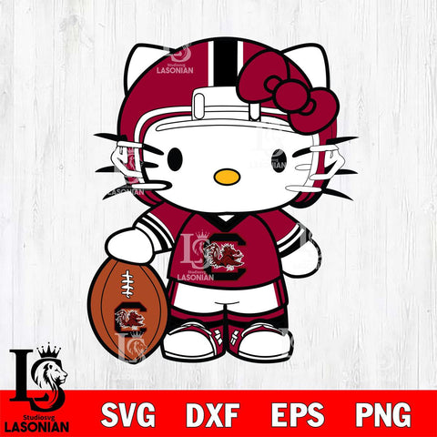South Carolina Gamecocks Cute Hello Kitty Football 3 Svg Eps Dxf Png File, NCAA svg, Digital Download, Instant Download