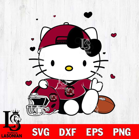 South Carolina Gamecocks Cute Hello Kitty Football Svg Eps Dxf Png File, NCAA svg, Digital Download, Instant Download