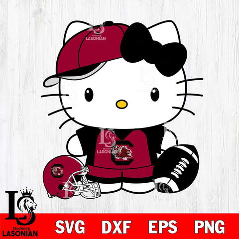 South Carolina Gamecocks Cute Hello Kitty Football 4 Svg Eps Dxf Png File, NCAA svg, Digital Download, Instant Download