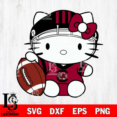 South Carolina Gamecocks Cute Hello Kitty Football 5 Svg Eps Dxf Png File, NCAA svg, Digital Download, Instant Download