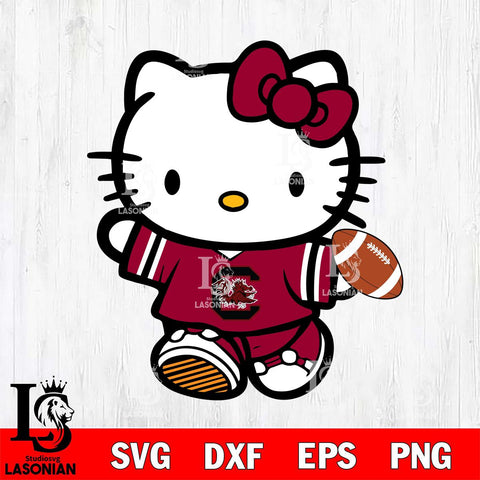South Carolina Gamecocks Cute Hello Kitty Football 7 Svg Eps Dxf Png File, NCAA svg, Digital Download, Instant Download