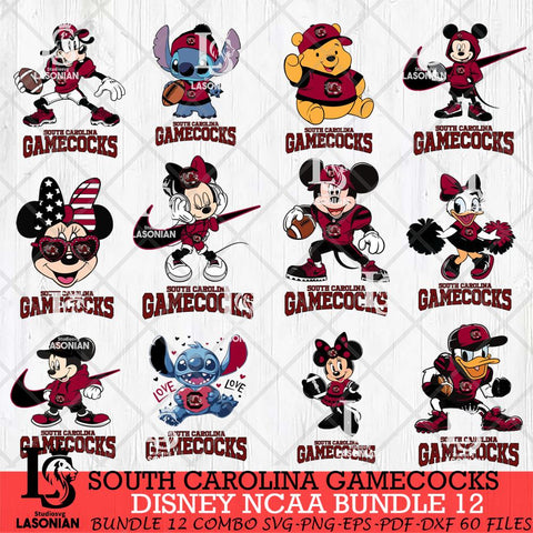 South Carolina Gamecocks Disney NCAA Bundle Svg PNG 12 Svg Eps Dxf Png File, Digital Download
