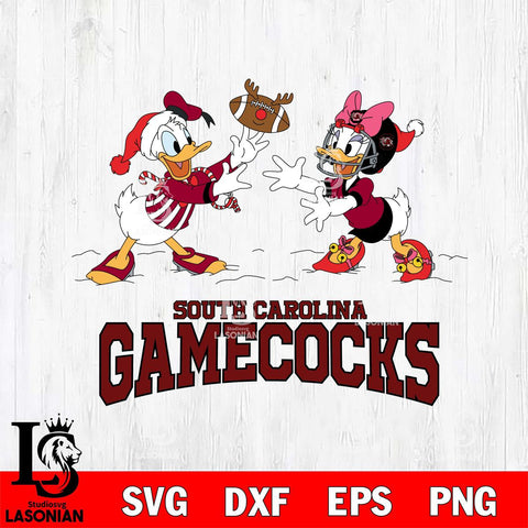 South Carolina Gamecocks Donald Duck & Daisy Duck Football Cricut,Christmas SVG DXF EPS PNG FILE, NCAA Digital Download,Instant Download, Silhouette