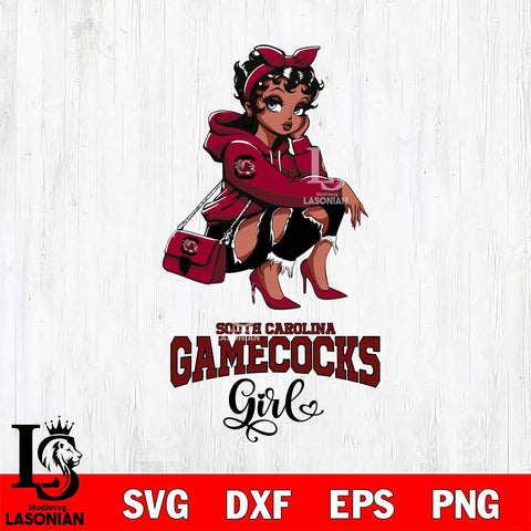 South Carolina Gamecocks Fashion Black Fan Girl Betty Boop, Svg Eps Dxf Png File, Digital Download
