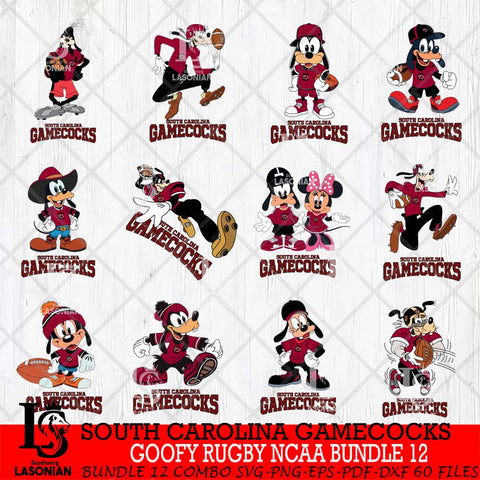 South Carolina Gamecocks Goofy Rugby Disney NCAA Bundle 12 SVG DXF EPS PNG FILE,NCAA bundle svg ,Football Digital Download,Instant Download, Silhouette