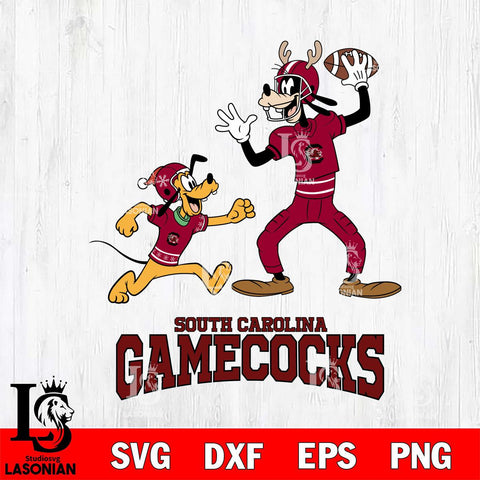 South Carolina Gamecocks Goofy & Pluto Football Cricut,Christmas SVG DXF EPS PNG FILE, NCAA Digital Download,Instant Download, Silhouette