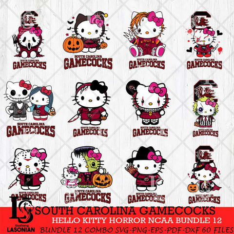 South Carolina Gamecocks Hello Kitty Horror NCAA Bundle 12 SVG Svg Eps Dxf Png File, Digital Download