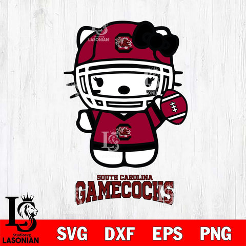 South Carolina Gamecocks Hello Kitty NCAA 1 Svg Eps Dxf Png File, Digital Download, Instant Download