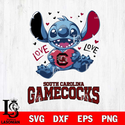 South Carolina Gamecocks Love Stitch, Svg Eps Dxf Png File, Digital Download