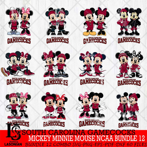 South Carolina Gamecocks Mickey Minnie Mouse NCAA Bundle 12 Svg Eps Dxf Png File, Bundle NCAA svg , File Cut , Digital Download , Instant Download, Cut Svg Files