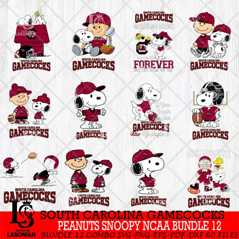 South Carolina Gamecocks Peanuts Snoopy Player NCAA Bundle 12 SVG DXF EPS PNG FILE,Snoopy File Cut, bundle NCAA Digital Download,Instant Download, Silhouette