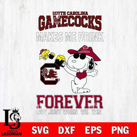 South Carolina Gamecocks Snoopy makes me drink forever SVG DXF EPS PNG FILE,Snoopy File Cut, NCAA Digital Download,Instant Download,Christmas Silhouette