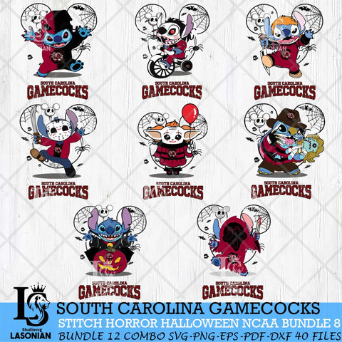 South Carolina Gamecocks Stitch Horror Halloween Bundle NCAA Svg Eps Dxf Png File, Digital Download, Instant Download