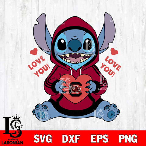 South Carolina Gamecocks Stitch Love You File Cut, NCAA SVG DXF EPS PNG FILE, Digital Download , Criucut , Silhouette