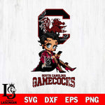 South Carolina Gamecocks Style Black Fan Girl Betty Boop, Svg Eps Dxf Png File, Digital Download