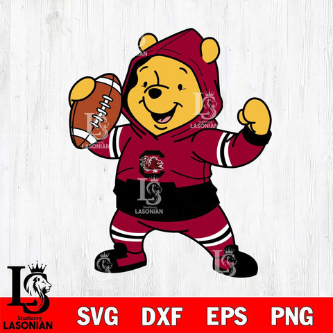 South Carolina Gamecocks Winnie The Pooh Disney Football Christmas File Cut, NCAA SVG DXF EPS PNG FILE, Digital Download , Criucut , Silhouette