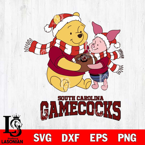 South Carolina Gamecocks Winnie the Pooh & Piglet Football Cricut,Christmas SVG DXF EPS PNG FILE, NCAA Digital Download,Instant Download, Silhouette