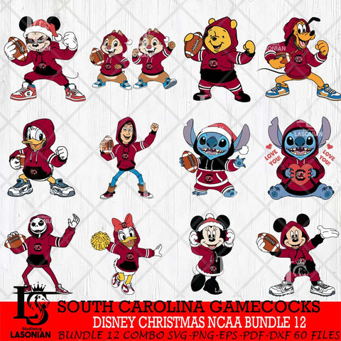 South Carolina Gamecocks  Disney christmas NCAA Bundle File Cut, Bundle NCAA SVG DXF EPS PNG FILE, Digital Download , Criucut , Silhouette