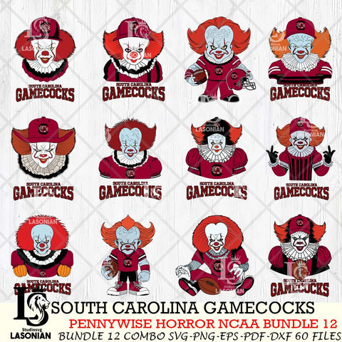 South Carolina Gamecocks  Pennywise Horror NCAA Bundle 12 SVG Svg Eps Dxf Png File, Digital Download