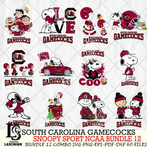 South Carolina Gamecocks  Snoopy NCAA Bundle 12 SVG Svg Eps Dxf Png File, Digital Download