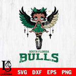 South Florida Bulls Anglel Black Fan Girl Betty Boop, Svg Eps Dxf Png File, Digital Download