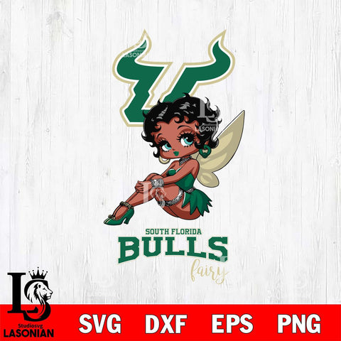 South Florida Bulls Beauty Black Fairy Betty Boop, Svg Eps Dxf Png File, Digital Download